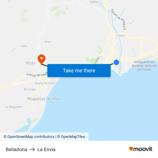 Belladona to La Envía map