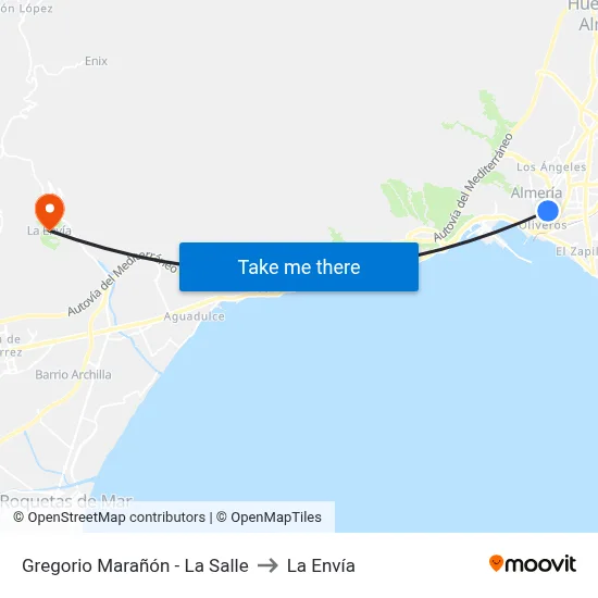 Gregorio Marañón - La Salle to La Envía map