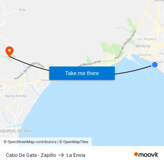 Cabo De Gata - Zapillo to La Envía map