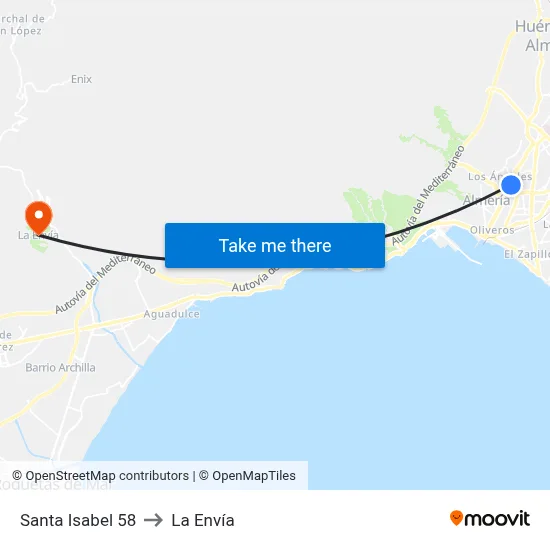Santa Isabel 58 to La Envía map