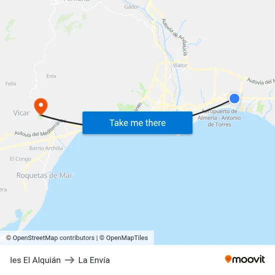 Ies El Alquián to La Envía map