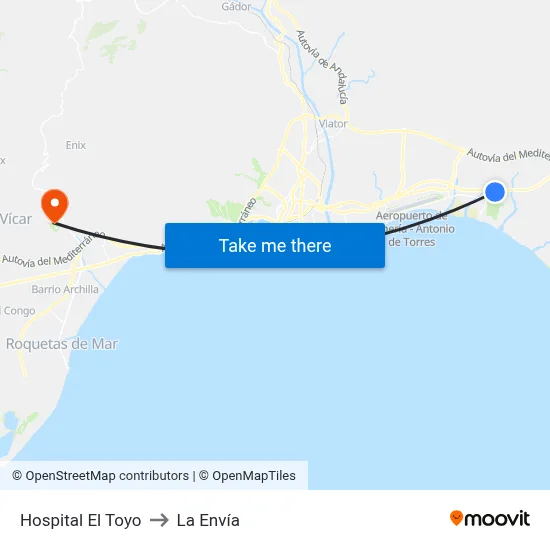 Hospital El Toyo to La Envía map