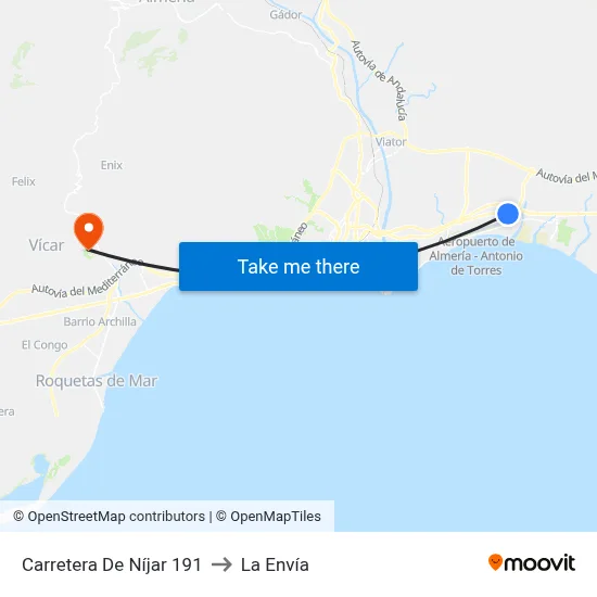 Carretera De Níjar 191 to La Envía map