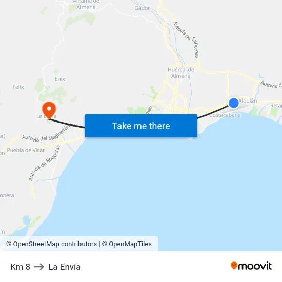 Km 8 to La Envía map