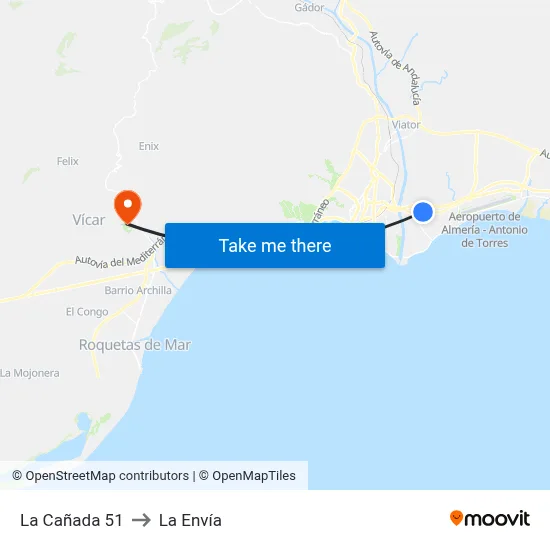 La Cañada 51 to La Envía map