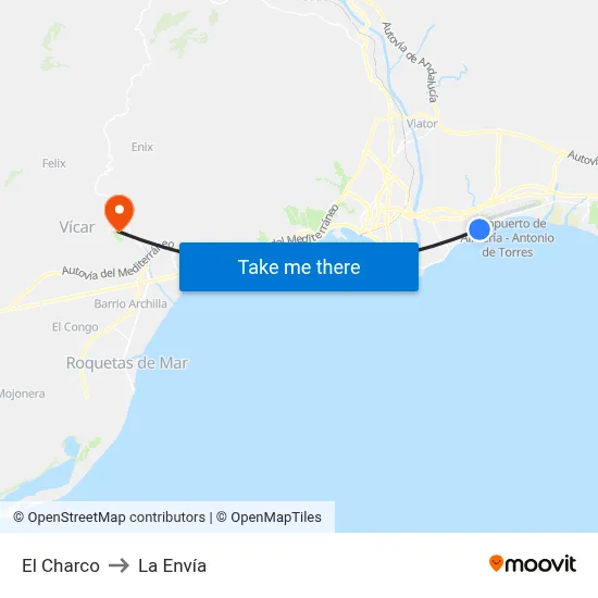 El Charco to La Envía map