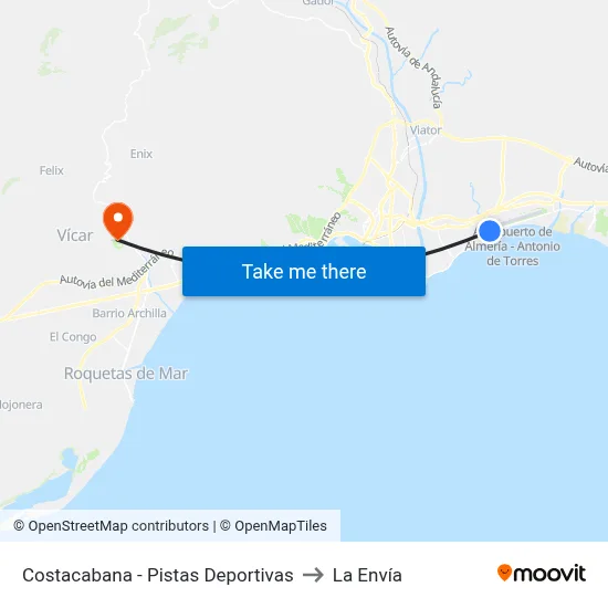 Costacabana - Pistas Deportivas to La Envía map