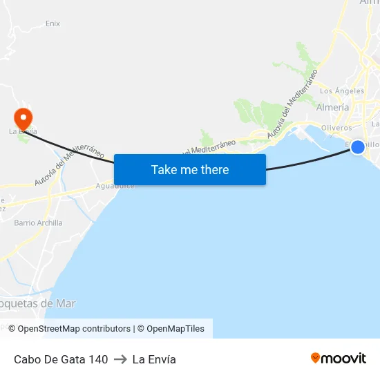 Cabo De Gata 140 to La Envía map