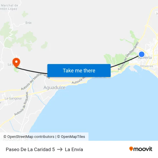 Paseo De La Caridad 5 to La Envía map