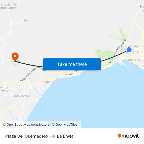 Plaza Del Quemadero to La Envía map