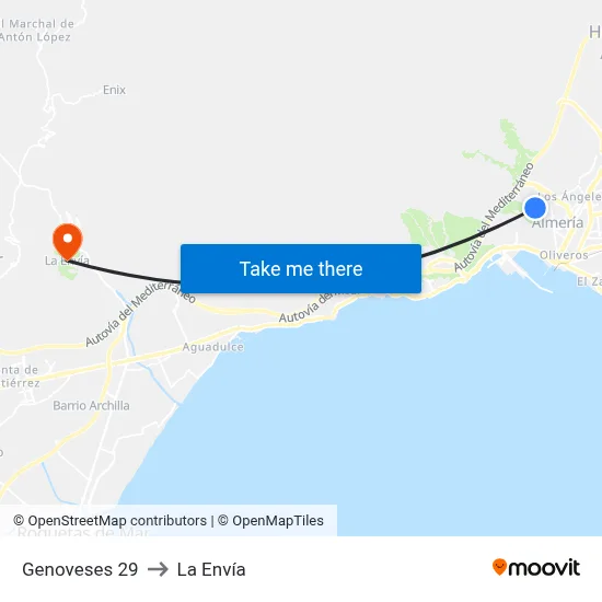 Genoveses 29 to La Envía map