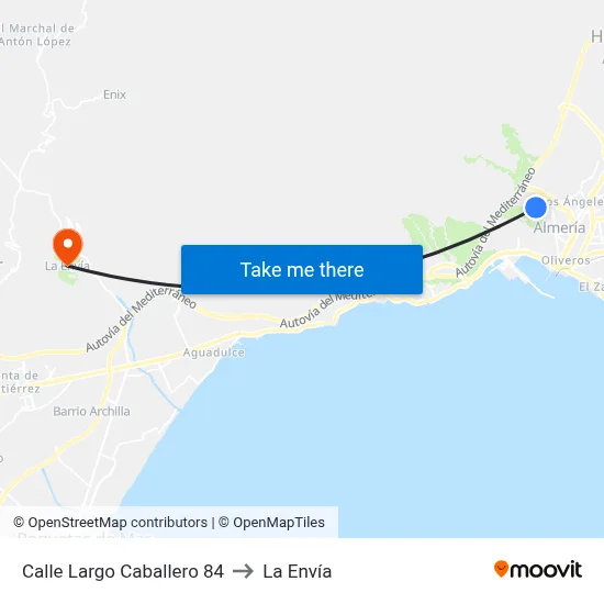 Calle Largo Caballero 84 to La Envía map