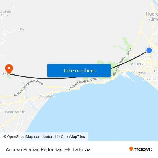 Acceso Piedras Redondas to La Envía map