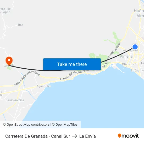 Carretera De Granada - Canal Sur to La Envía map