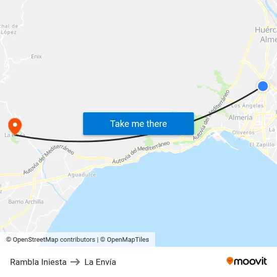 Rambla Iniesta to La Envía map
