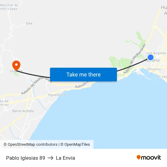 Pablo Iglesias 89 to La Envía map