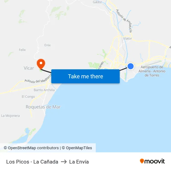 Los Picos - La Cañada to La Envía map