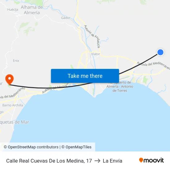 Calle Real Cuevas De Los Medina, 17 to La Envía map