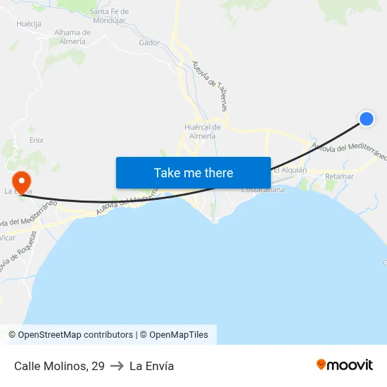 Calle Molinos, 29 to La Envía map