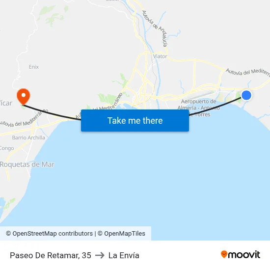 Paseo De Retamar, 35 to La Envía map