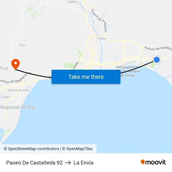 Paseo De Castañeda 92 to La Envía map