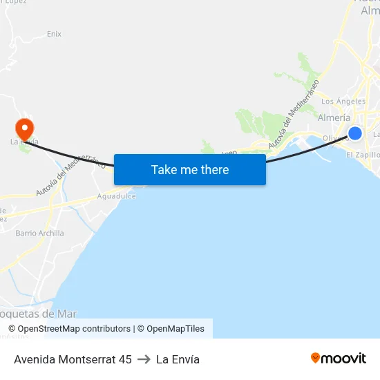 Avenida Montserrat 45 to La Envía map