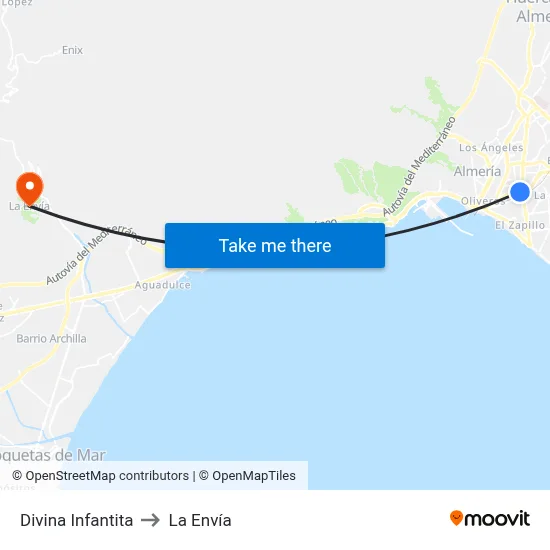 Divina Infantita to La Envía map