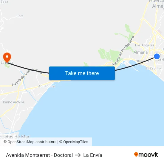 Avenida Montserrat - Doctoral to La Envía map