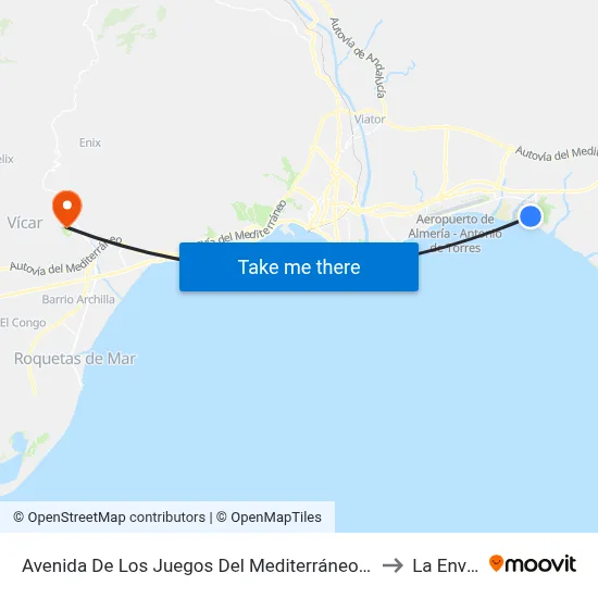 Avenida De Los Juegos Del Mediterráneo, 1 to La Envía map