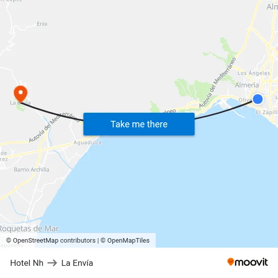 Hotel Nh to La Envía map