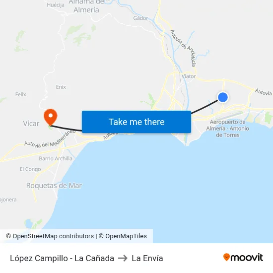 López Campillo - La Cañada to La Envía map