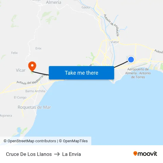 Cruce De Los Llanos to La Envía map