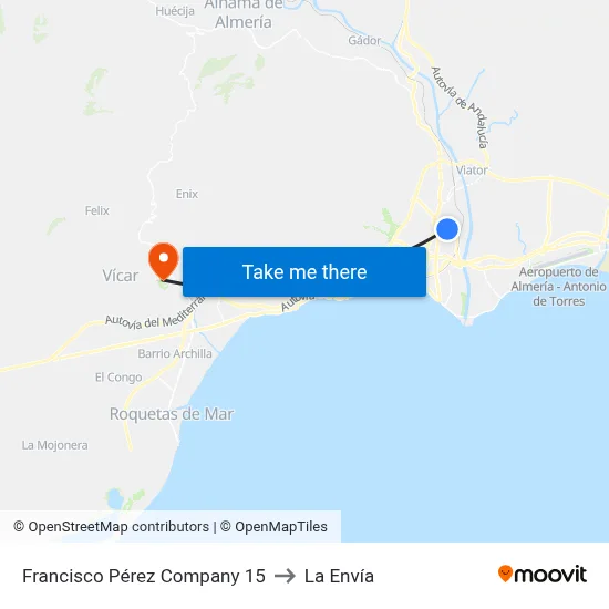 Francisco Pérez Company 15 to La Envía map