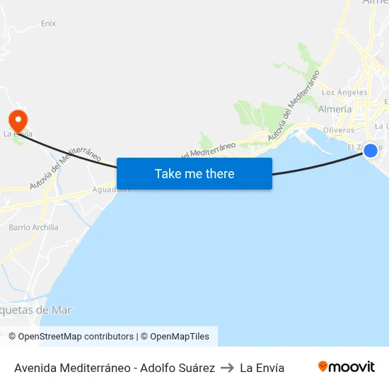 Avenida Mediterráneo - Adolfo Suárez to La Envía map