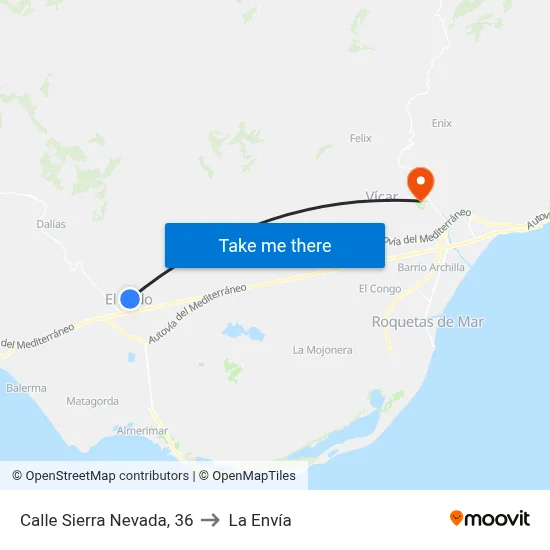 Calle Sierra Nevada, 36 to La Envía map
