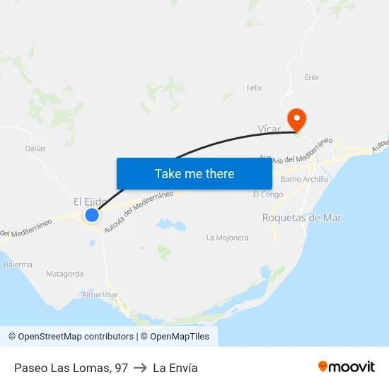 Paseo Las Lomas, 97 to La Envía map