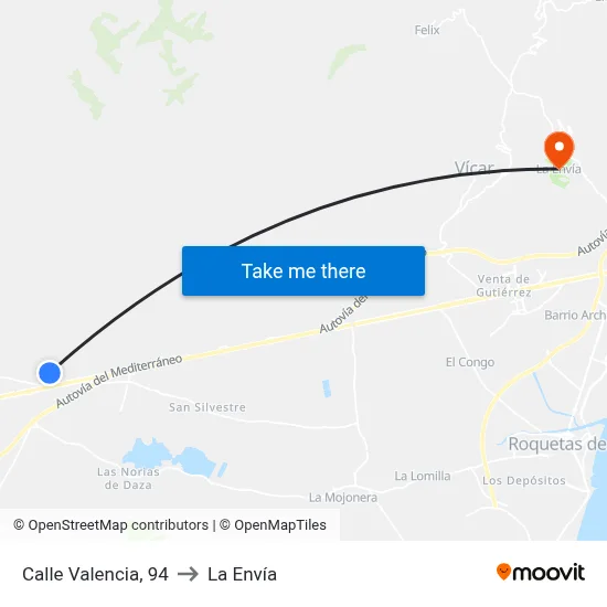 Calle Valencia, 94 to La Envía map