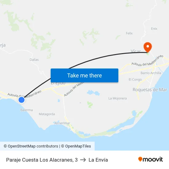 Paraje Cuesta Los Alacranes, 3 to La Envía map