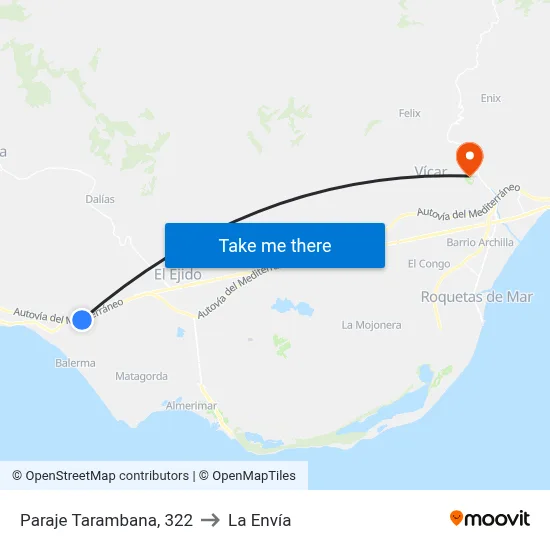 Paraje Tarambana, 322 to La Envía map