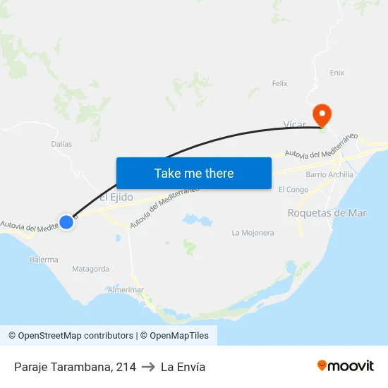 Paraje Tarambana, 214 to La Envía map