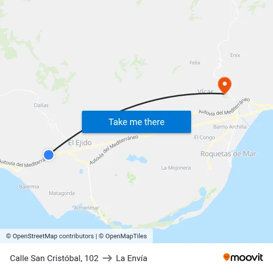 Calle San Cristóbal, 102 to La Envía map