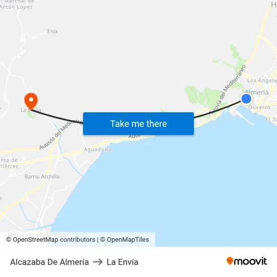Alcazaba De Almería to La Envía map