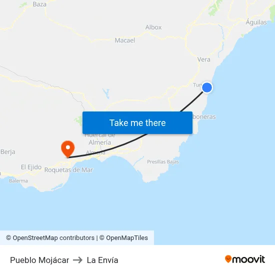 Pueblo Mojácar to La Envía map