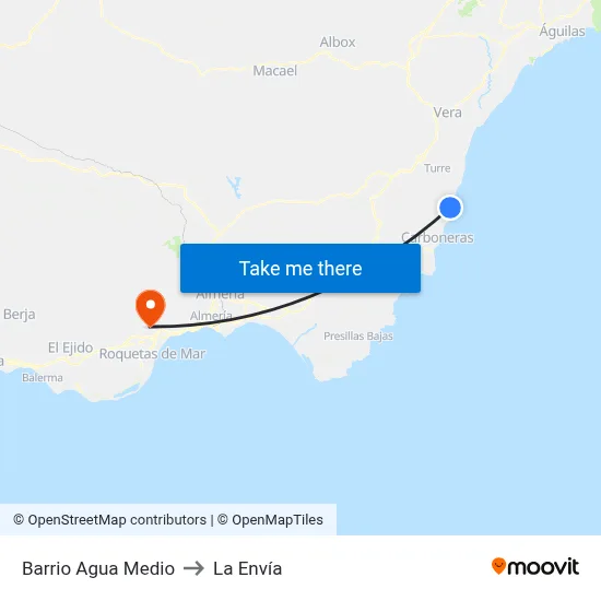 Barrio Agua Medio to La Envía map