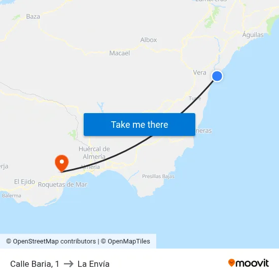 Calle Baria, 1 to La Envía map