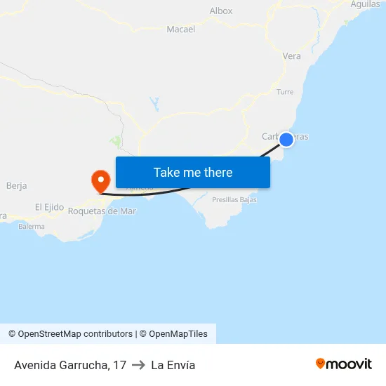 Avenida Garrucha, 17 to La Envía map