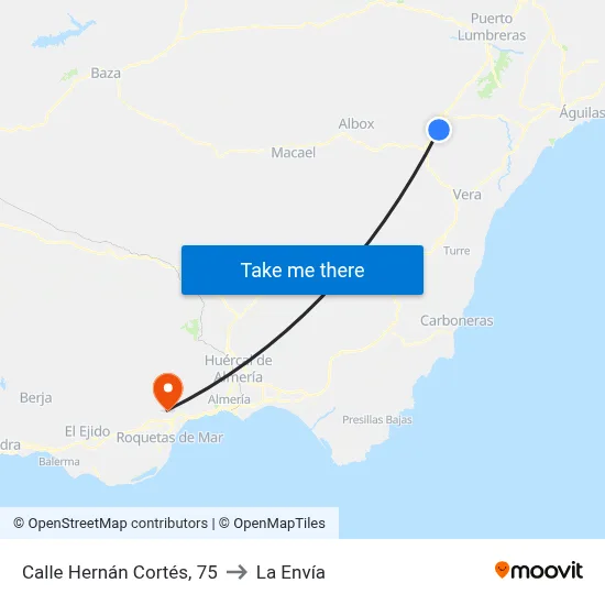 Calle Hernán Cortés, 75 to La Envía map