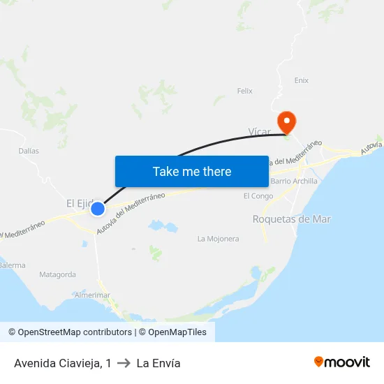Avenida Ciavieja, 1 to La Envía map