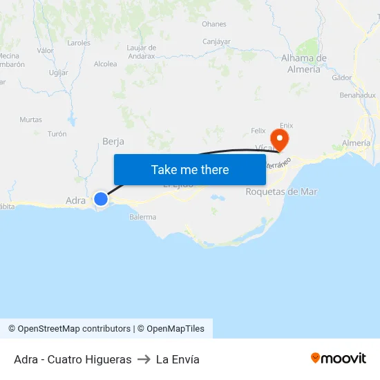 Adra - Cuatro Higueras to La Envía map