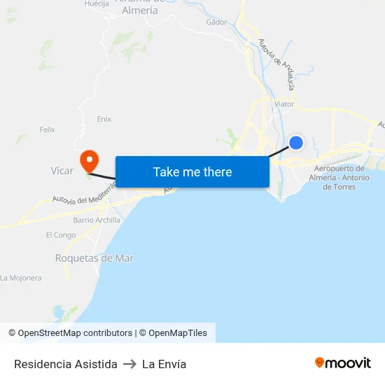 Residencia Asistida to La Envía map